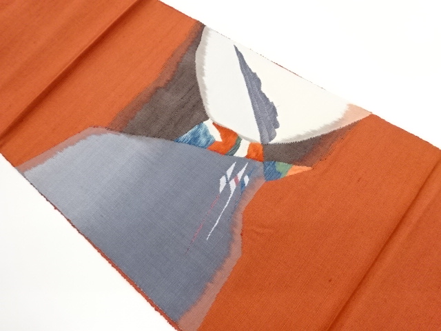 手織り紬抽象模様織出し名古屋帯